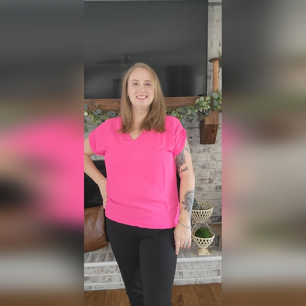 Bright Pink Boxy Short Sleeve T-Shirt